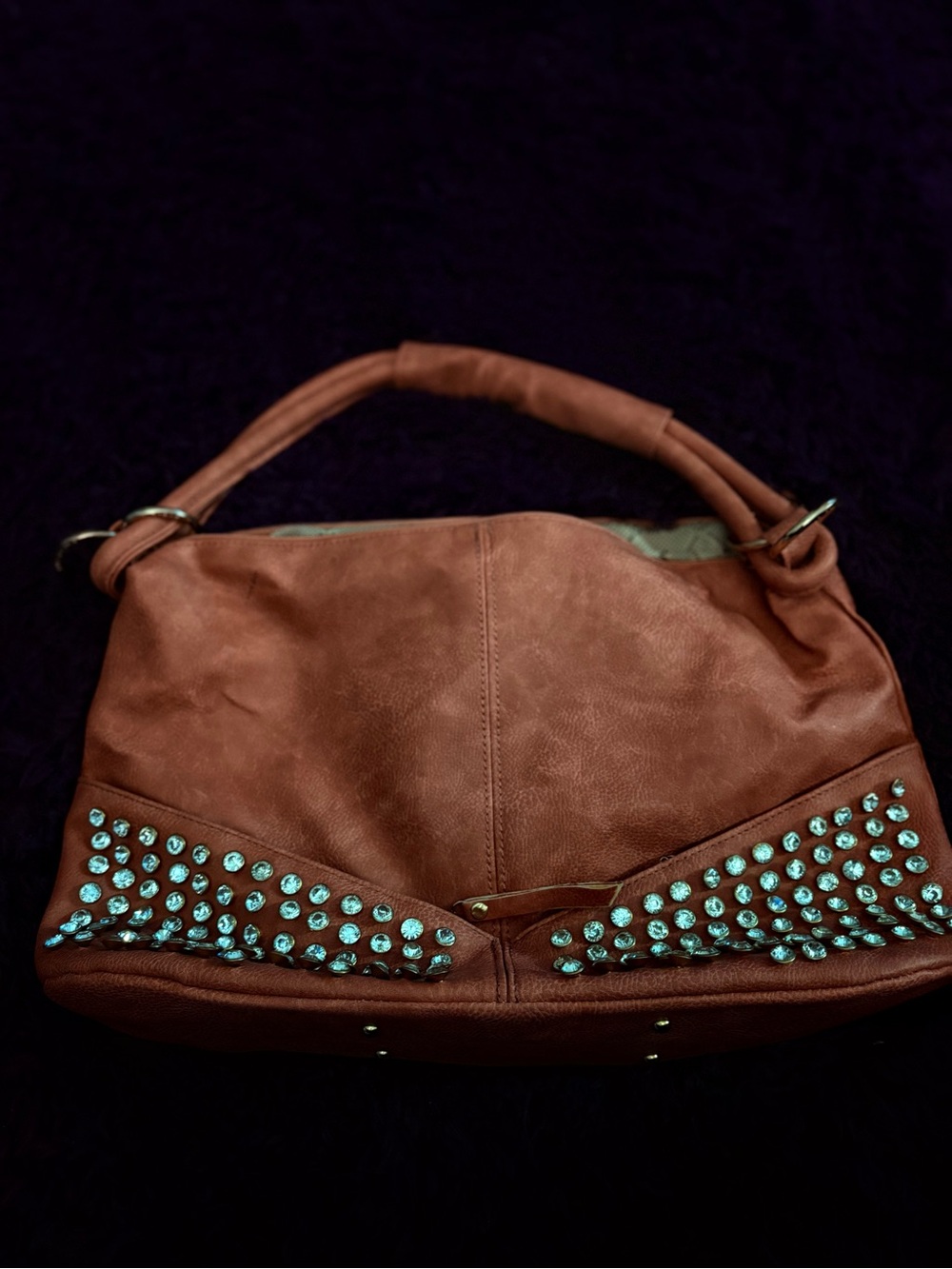 Light peach Stud-Embellished Hobo Bag